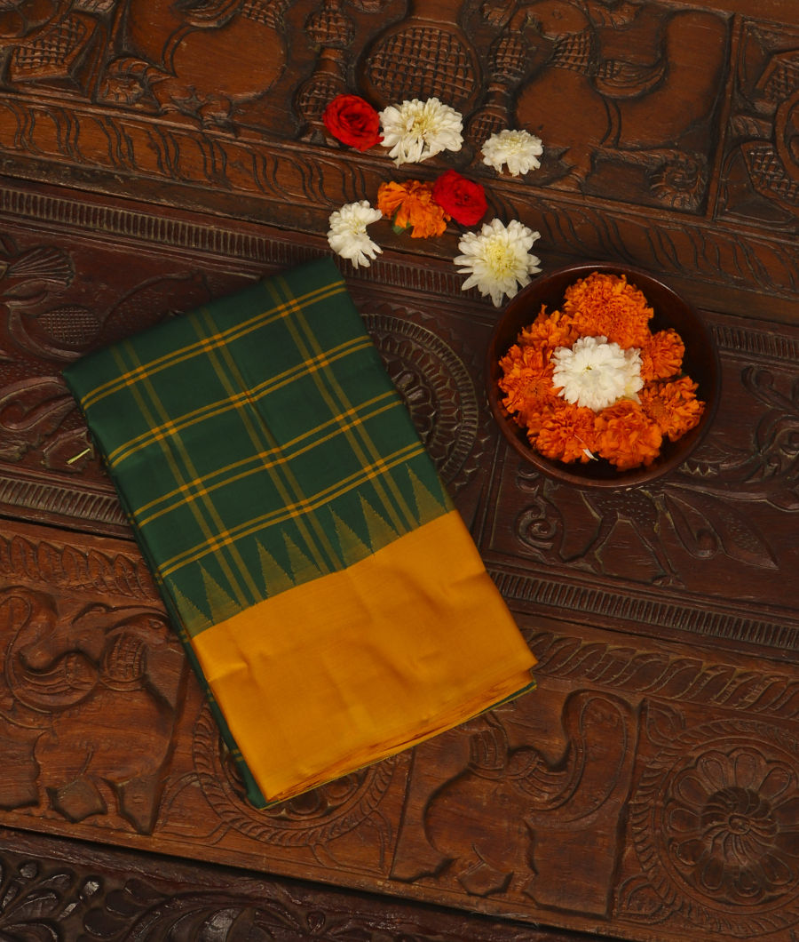Bottle Green Handwoven Kanjivaram Silk Saree T316806-image