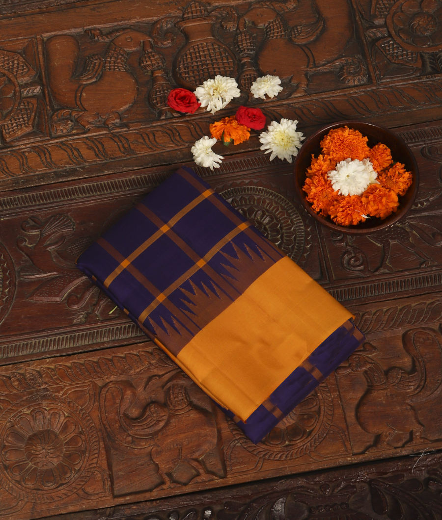 Dark Blue Handwoven Kanjivaram Silk Saree T316809-image