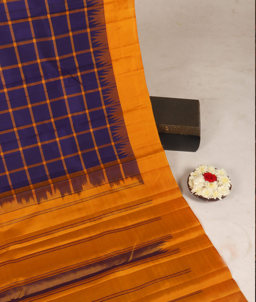 Dark Blue Handwoven Kanjivaram Silk Saree T3168092