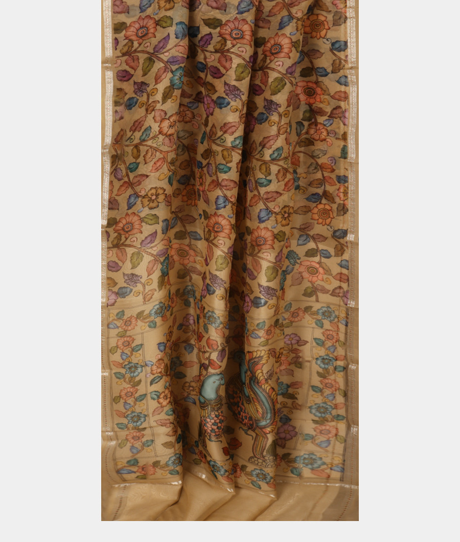 Beige Kora Organza Printed Saree T2489432