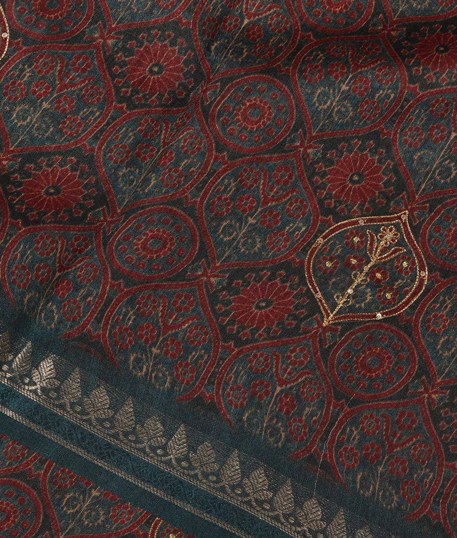 Blue Tussar Printed Saree T298189-image