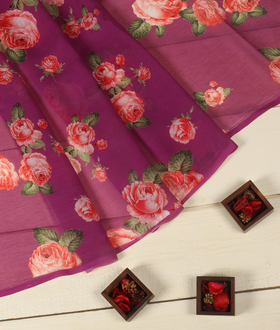 Purple Chiffon Silk Saree T318718-image