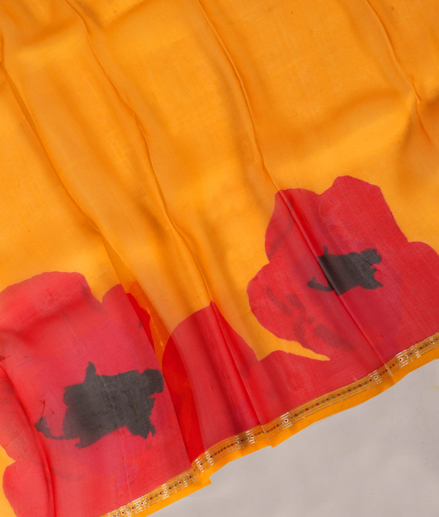 Yellow Kora Organza Printed Saree T312597-image
