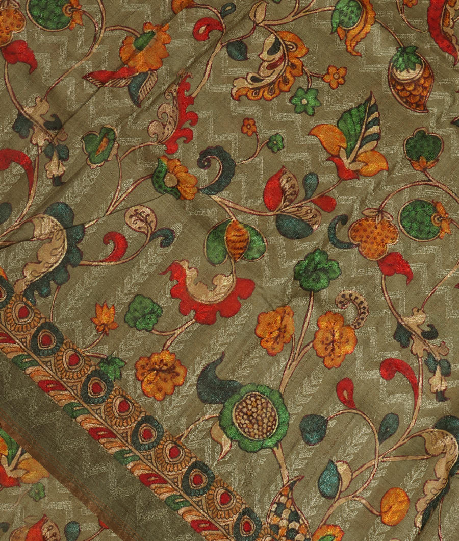 Green Tussar Printed Saree T283994-image