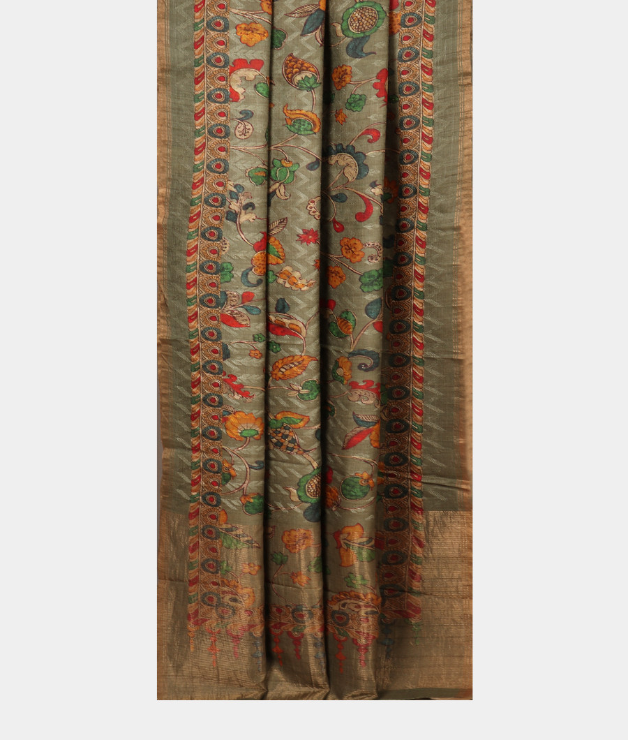 Green Tussar Printed Saree T2839942
