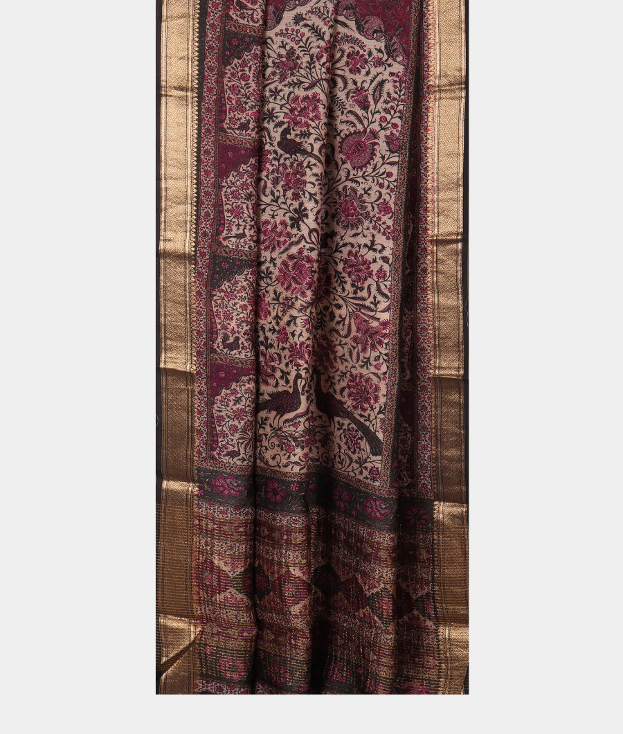 Grey Tussar Printed Saree T2986142