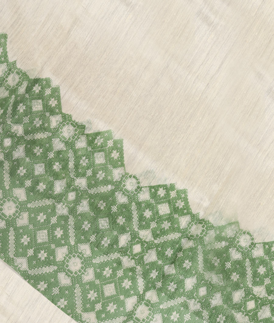 White Tussar Printed Saree T291410-image