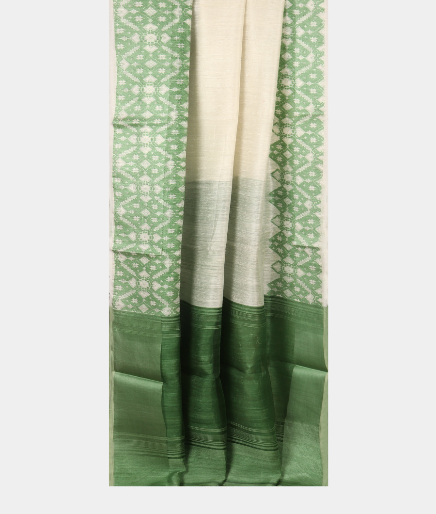 White Tussar Printed Saree T2914102