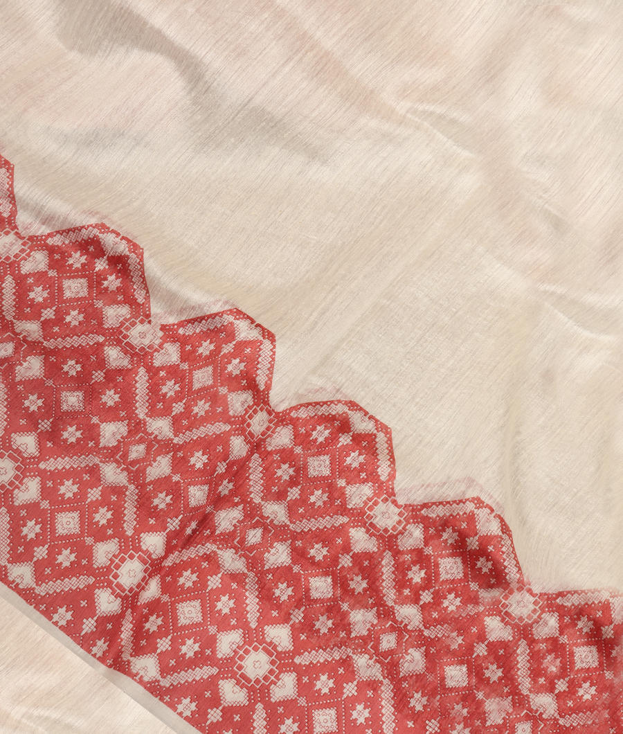 White Tussar Printed Saree T291415-image