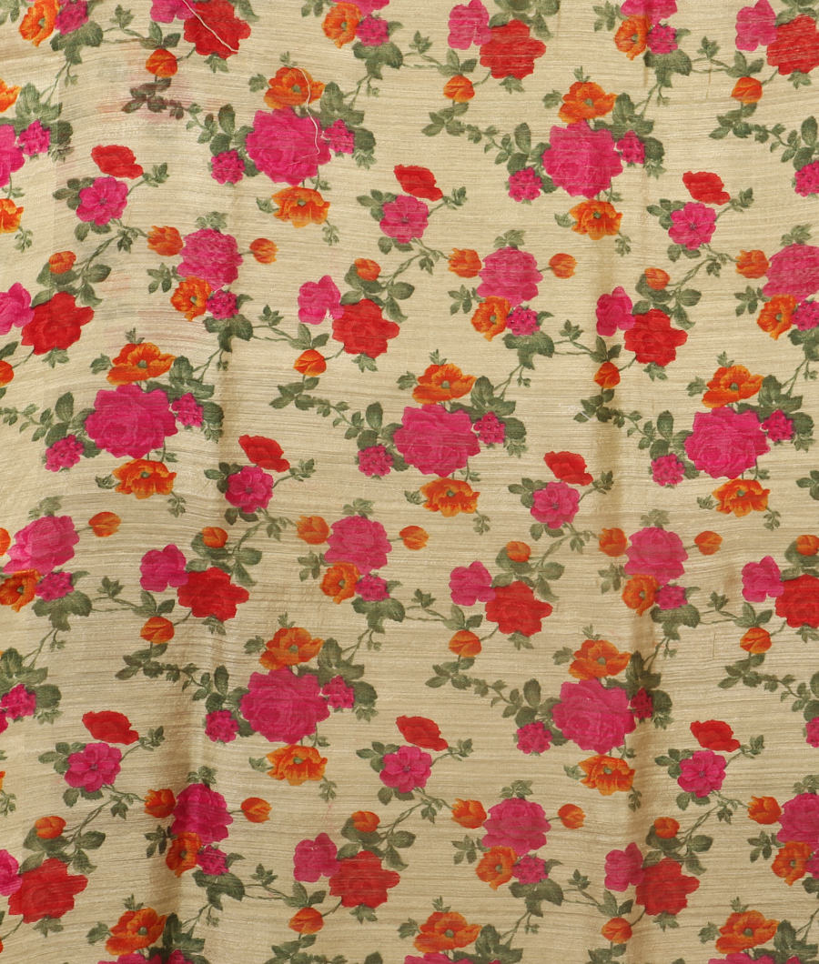 Light Green Tussar Printed Saree T2914193