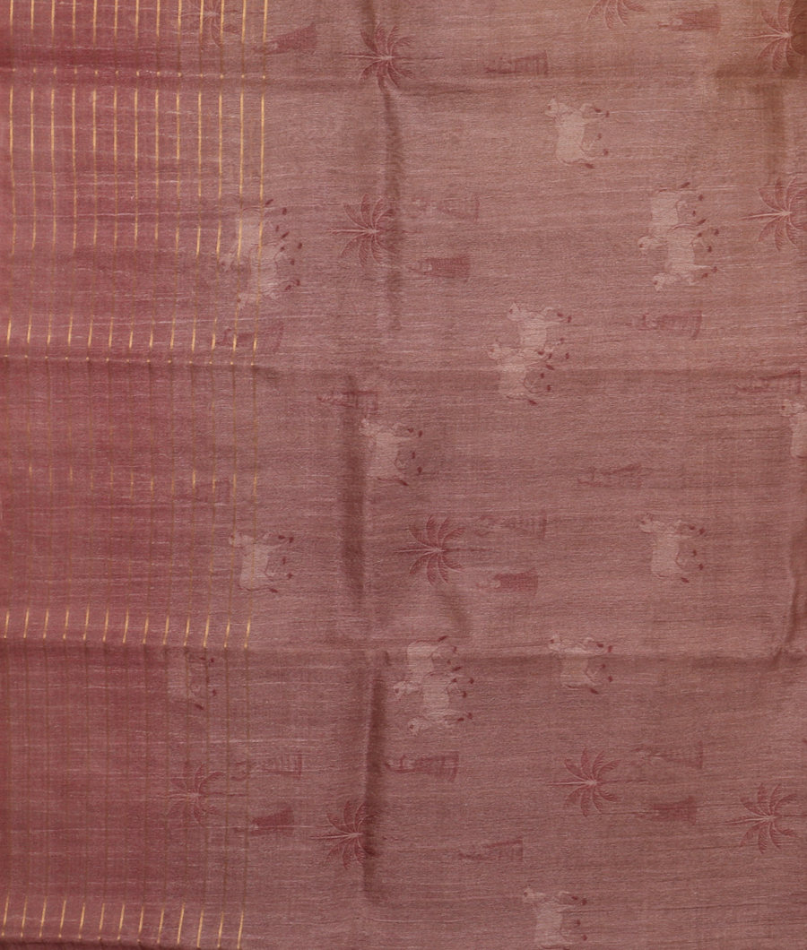 Mehndi Green Tussar Organza Printed Saree T3126323