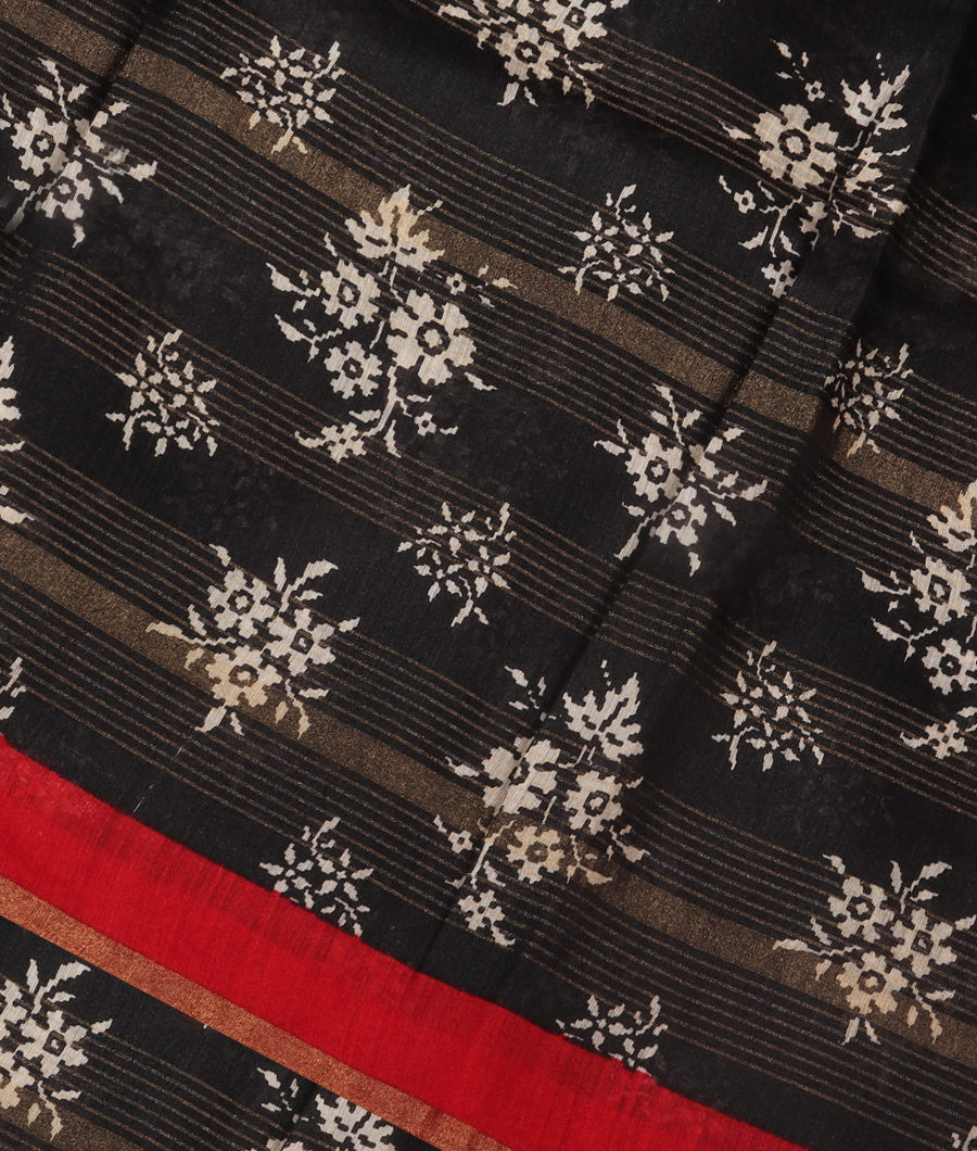Black Soft Tussar Printed Saree T267458-image