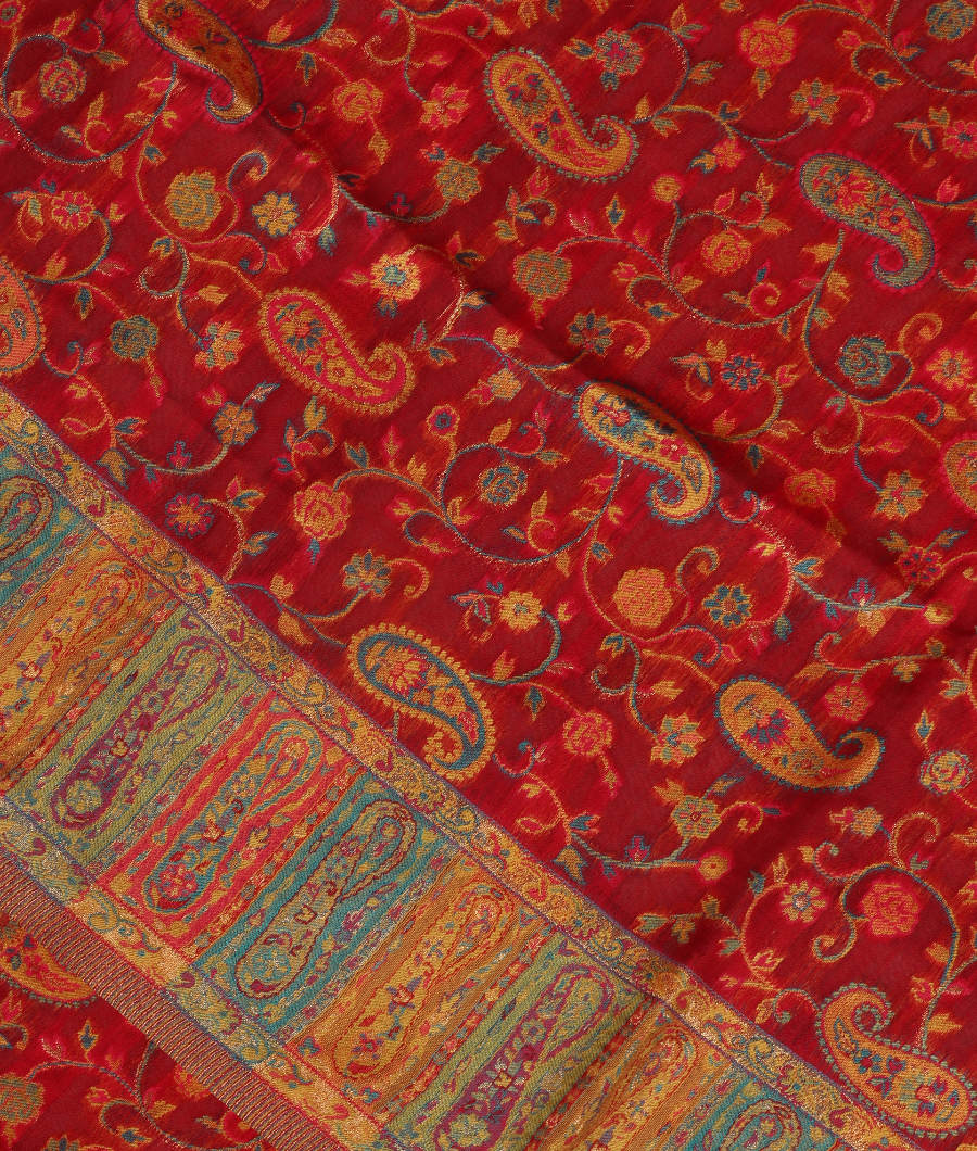 Red Cashmere Kani Silk Dupatta T286621-image
