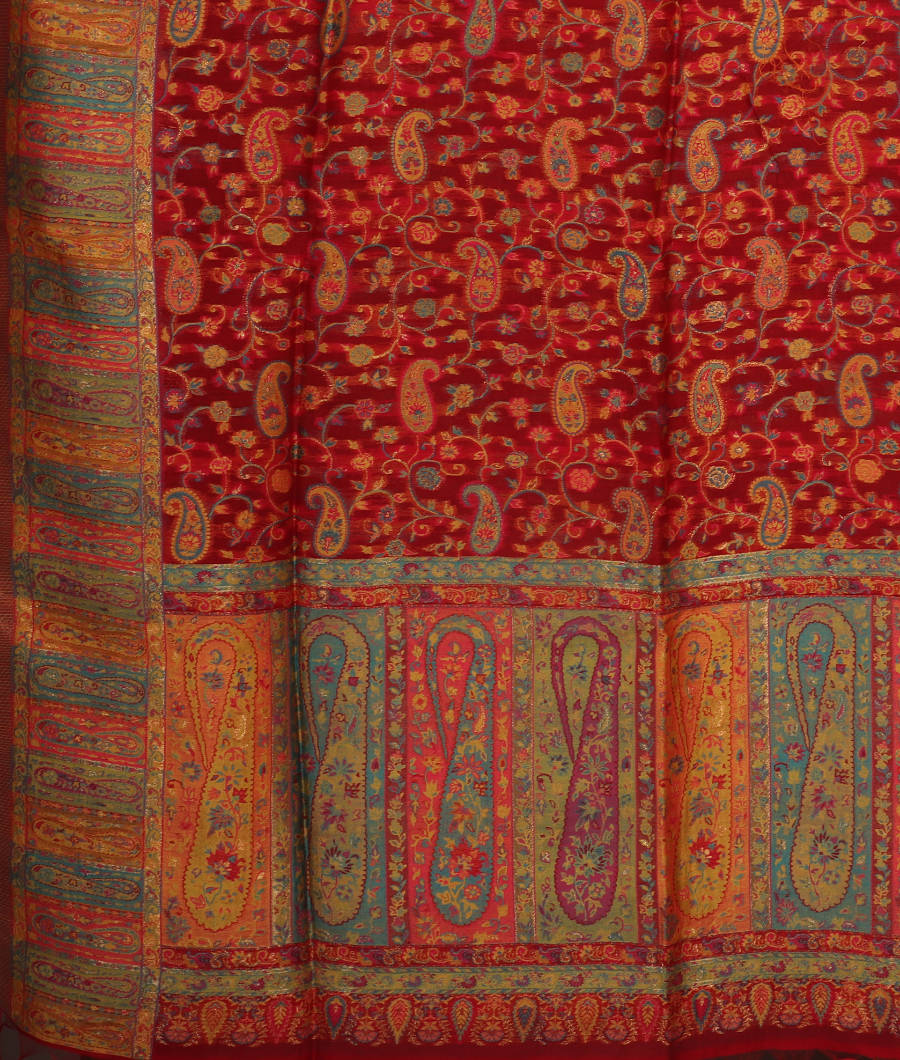 Red Cashmere Kani Silk Dupatta T2866213