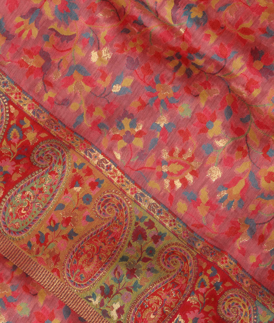 Pink Cashmere Kani Silk Dupatta T286615-image