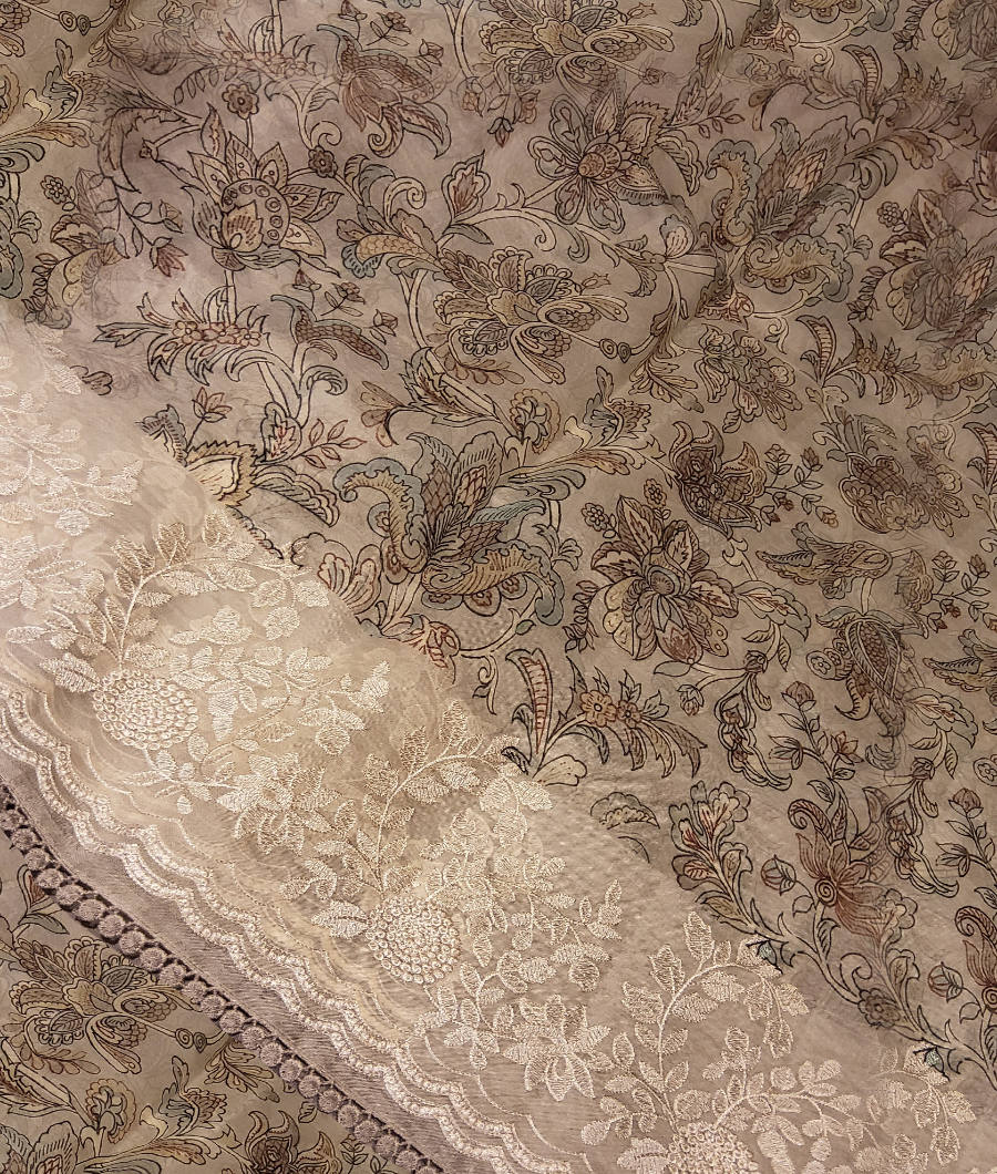 Grey Kora Organza Printed Saree T300065-image