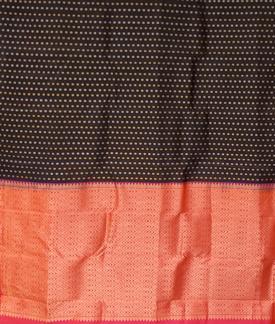 Midnight Blue Handwoven Kanjivaram Silk Saree T3159324
