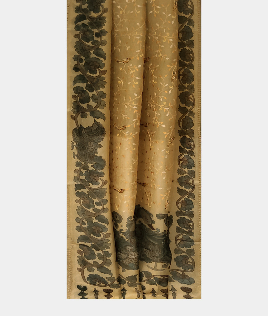 Yellowish Green Printed Organza T3100302