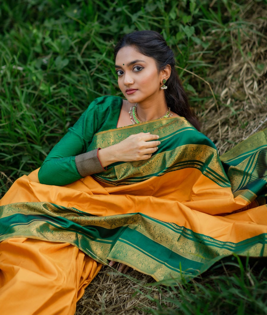Beige Soft Silk Traditional Saree with Zari Work