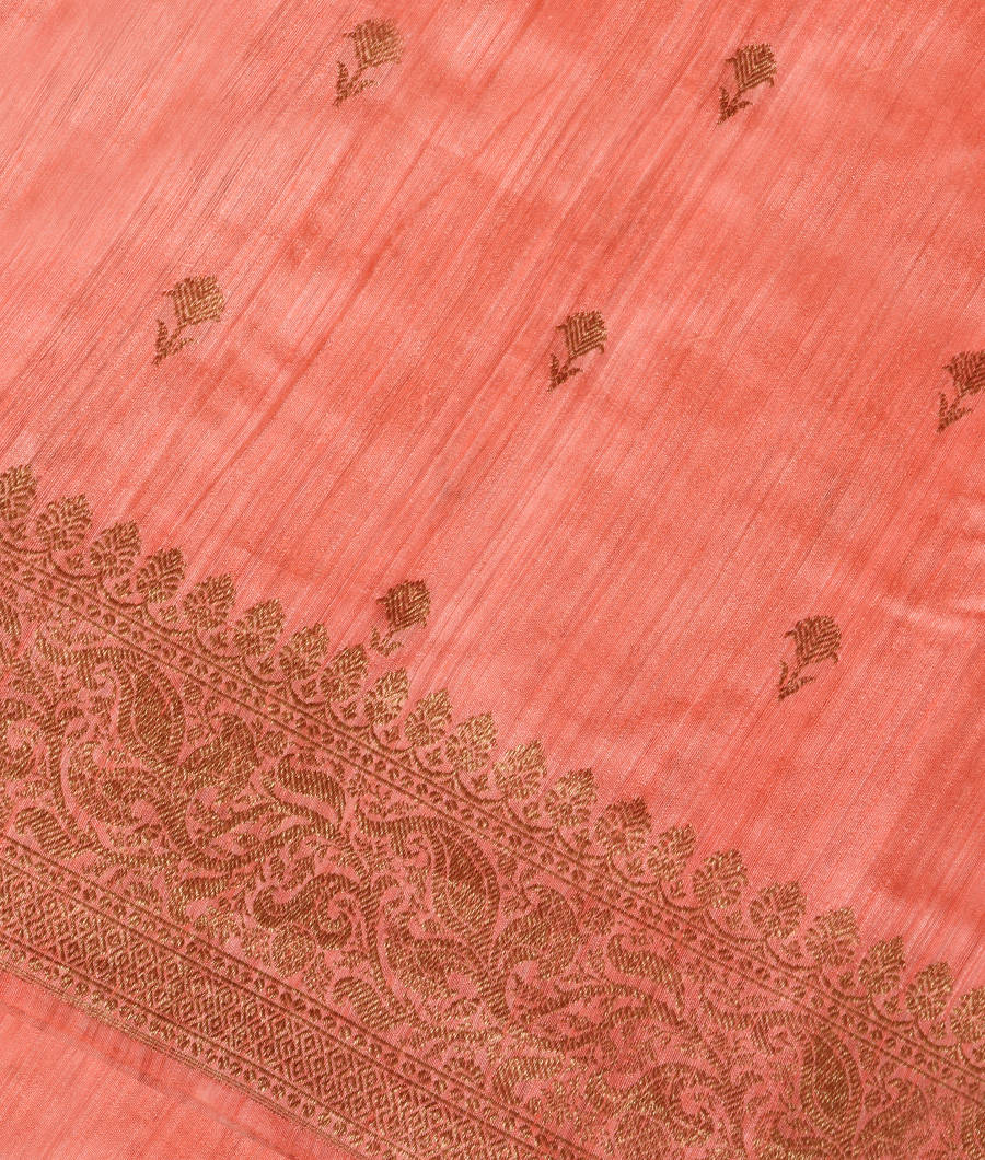Peach Banaras Tussar Saree T320509-image