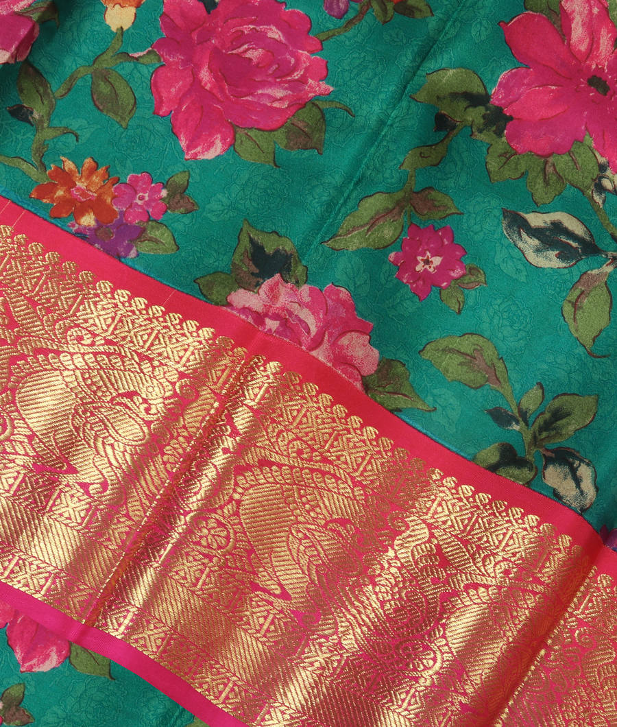 Green Printed Kanjivaram Silk Saree T297694-image