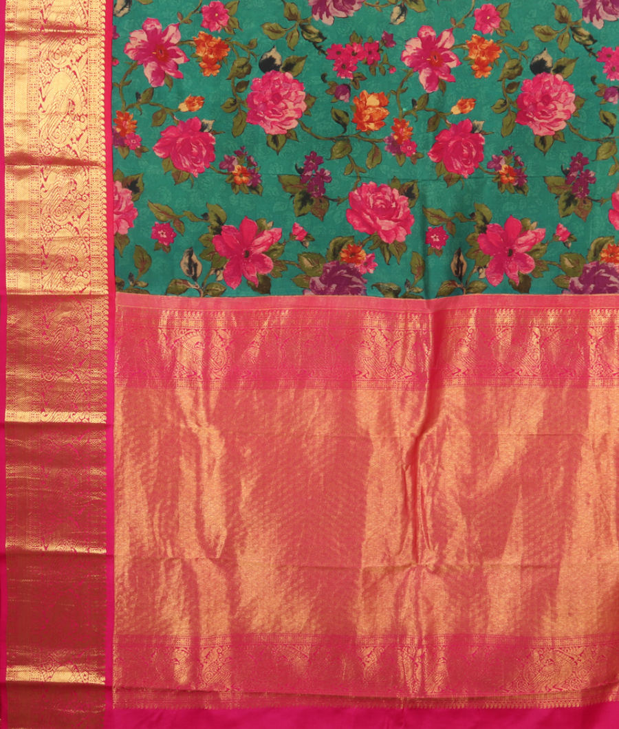 Green Printed Kanjivaram Silk Saree T2976944