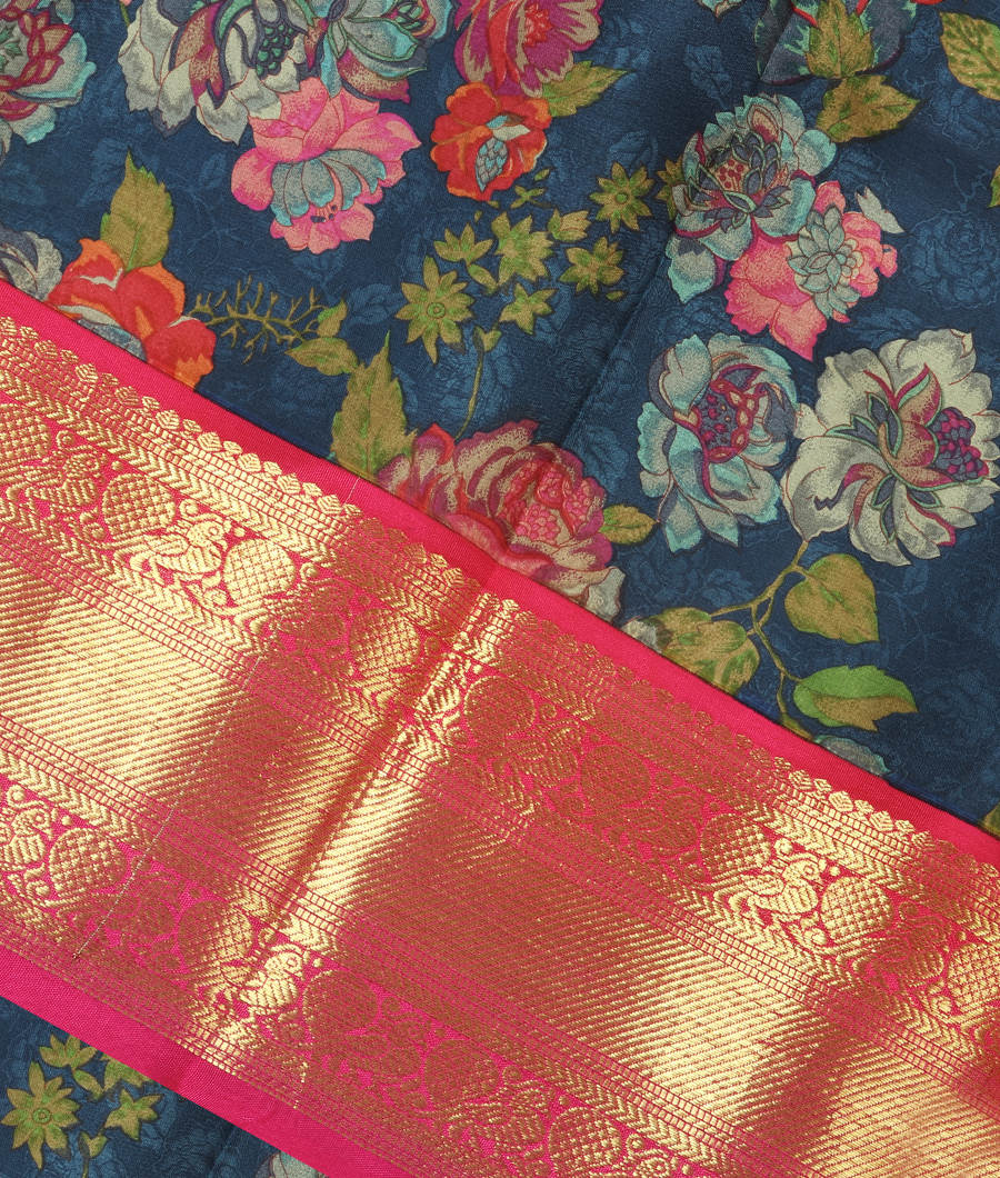 Blue Printed Kanjivaram Silk Saree T287827-image