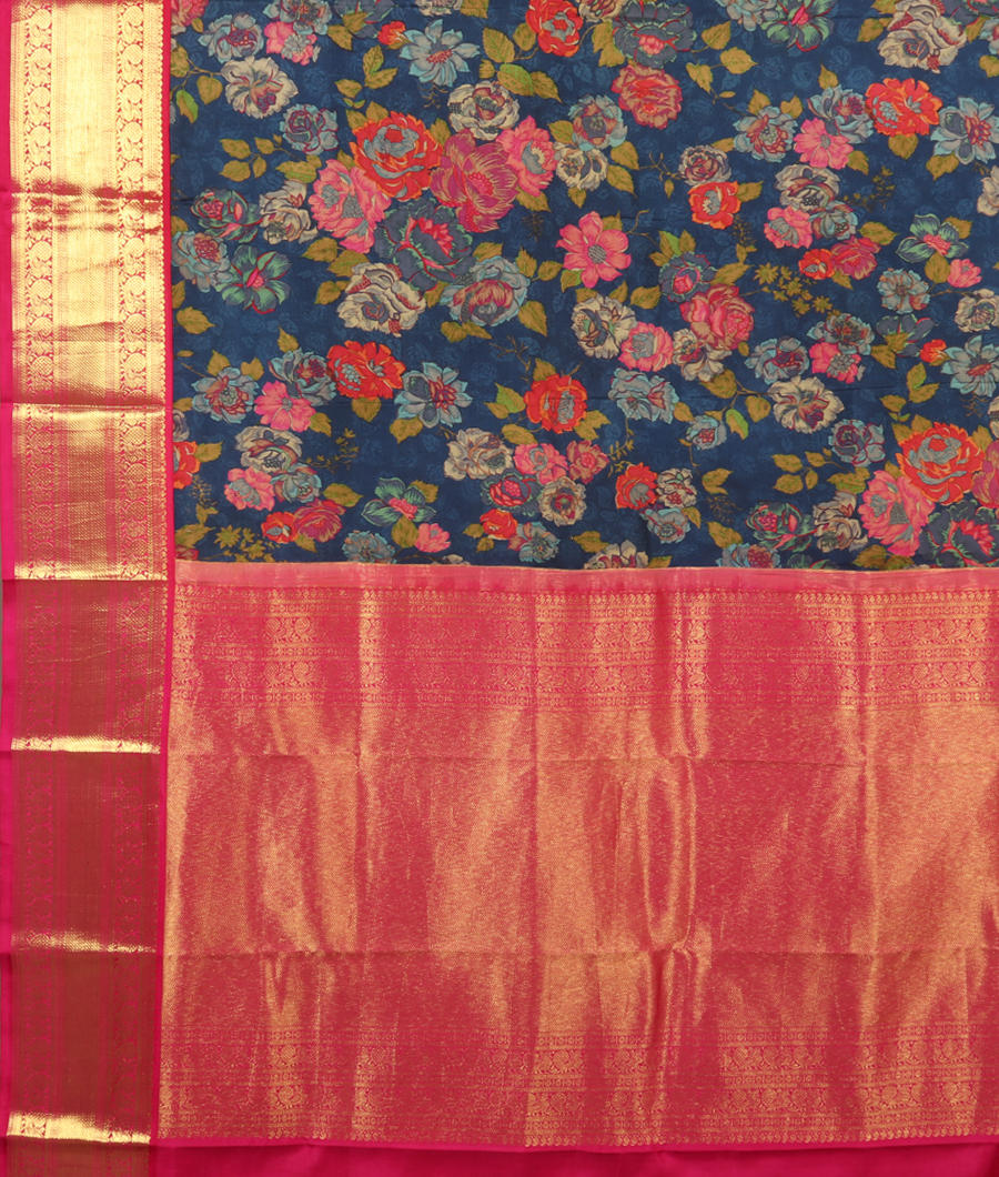 Blue Printed Kanjivaram Silk Saree T2878274