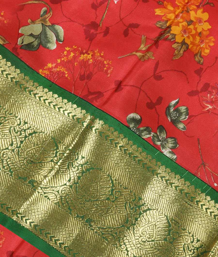 Red Printed Kanjivaram Silk Saree T287824-image