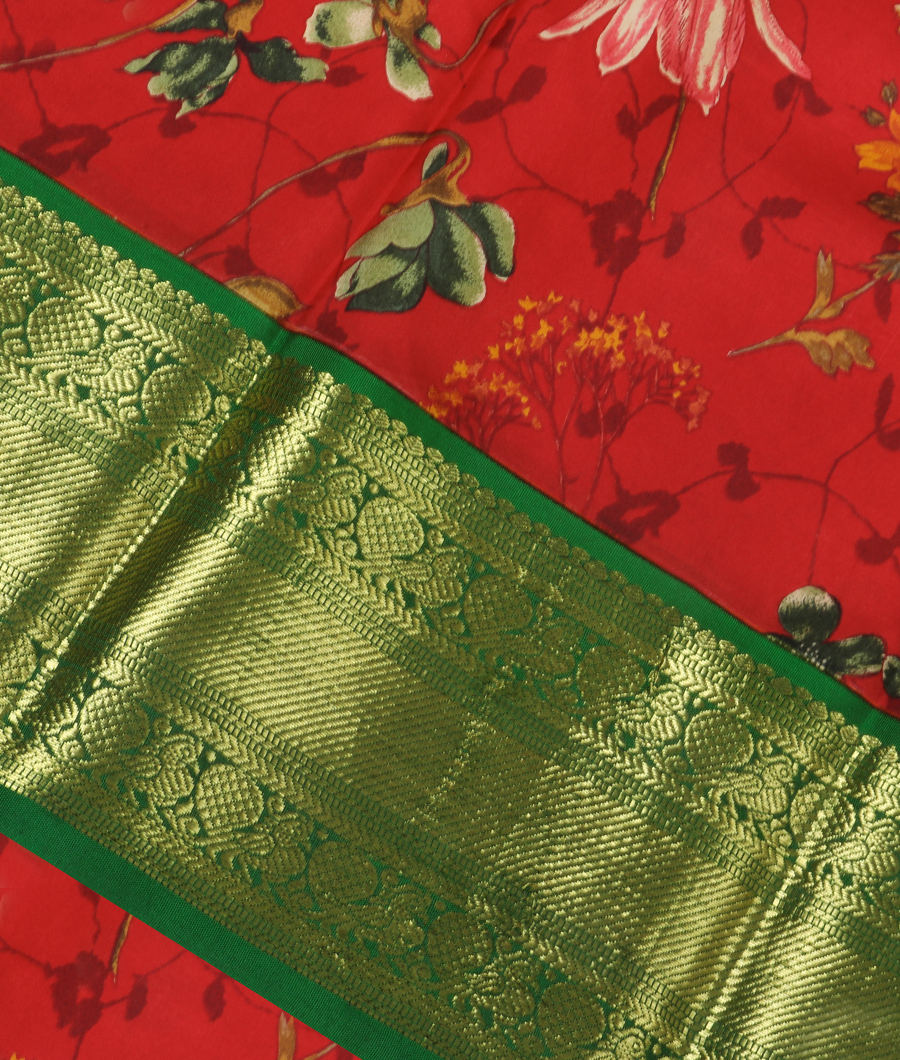 Red Printed Kanjivaram Silk Saree T287845-image