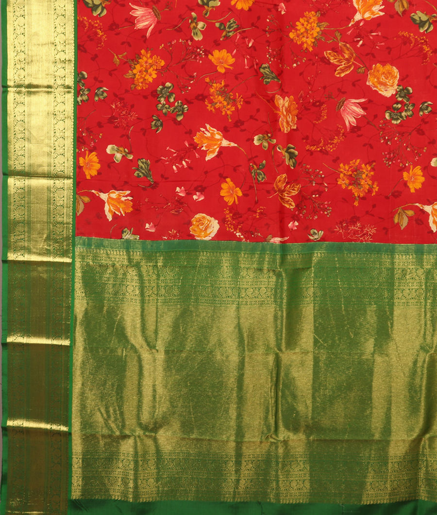 Red Printed Kanjivaram Silk Saree T2878454
