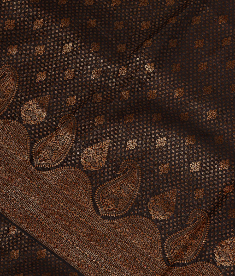 Black Printed Crepe Silk Saree T307134-image