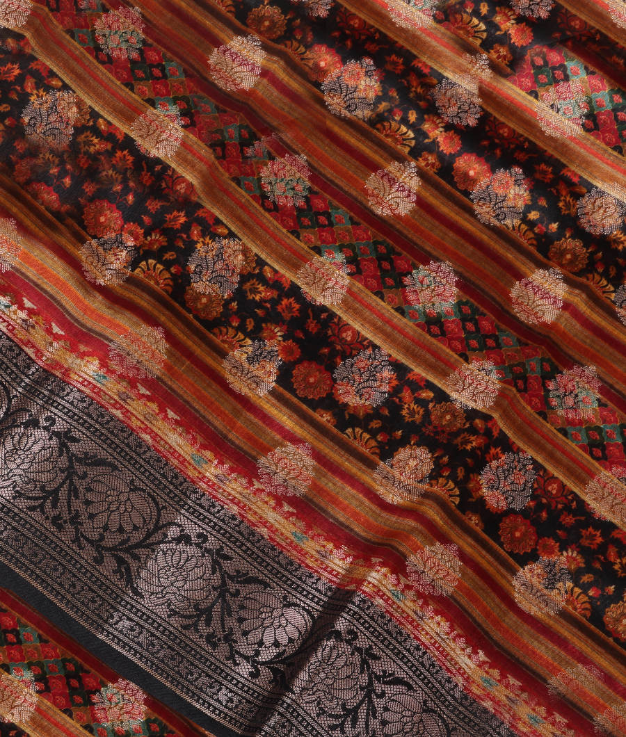 Black Chaniya Silk Saree T300129-image