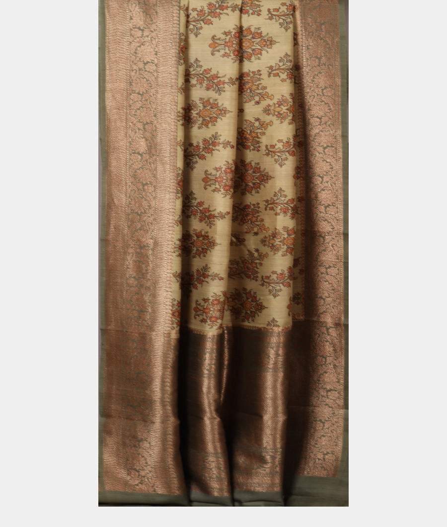 Beige Tussar Printed Saree T3162942