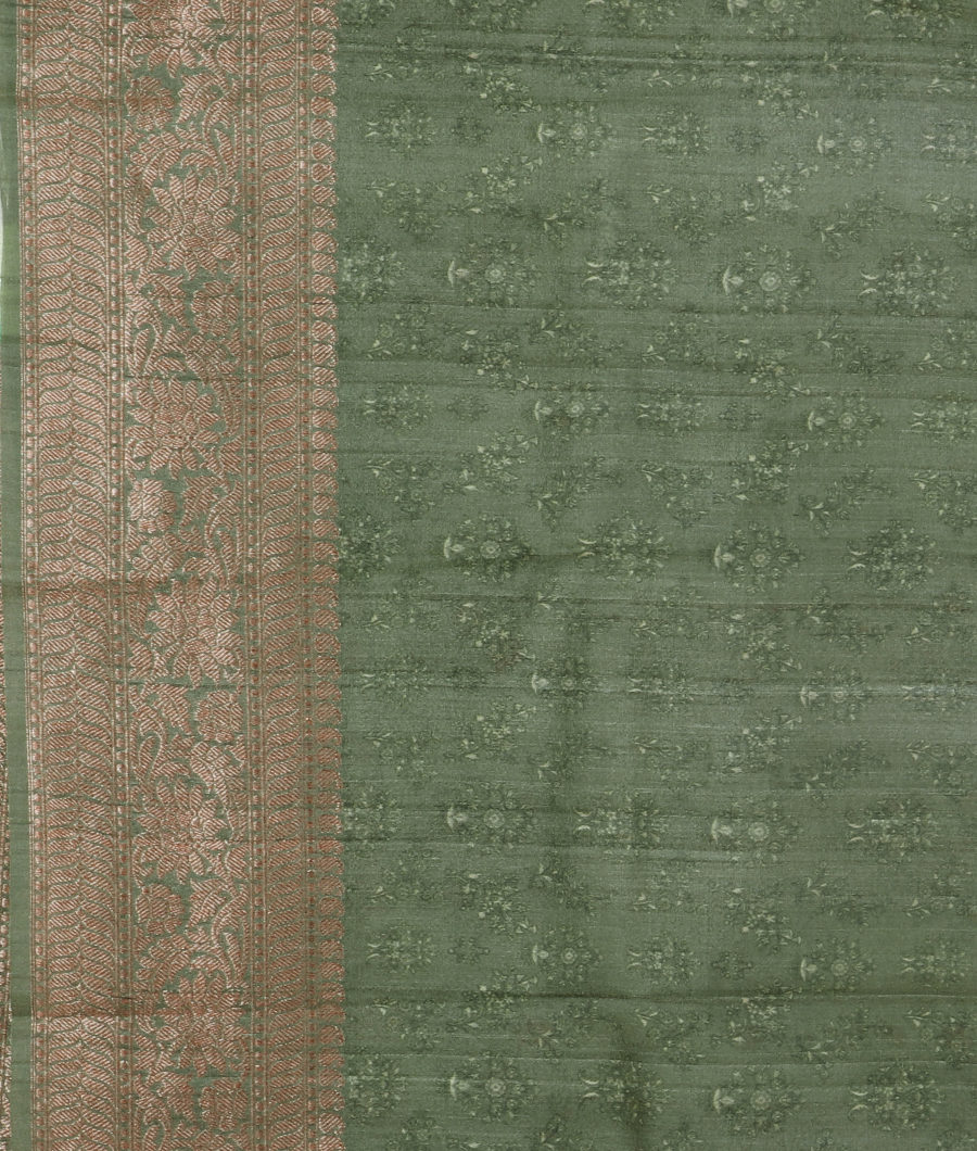 Beige Tussar Printed Saree T3162943