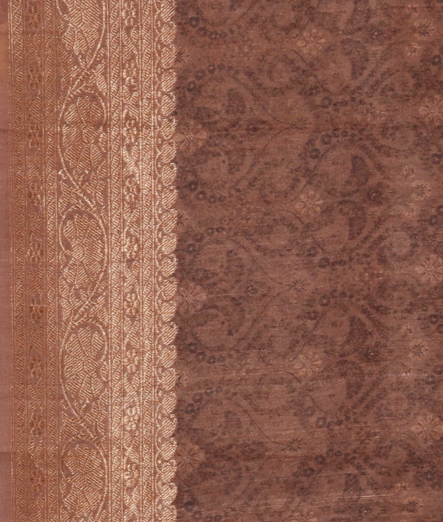 Pinkish Beige Tussar Printed Saree T3162963