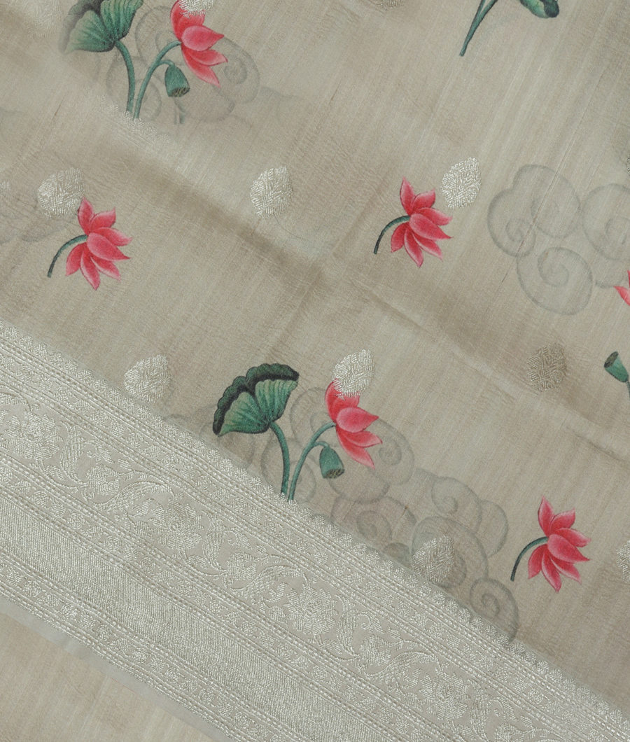 Grey Banaras Kathan Silk Saree T320376-image