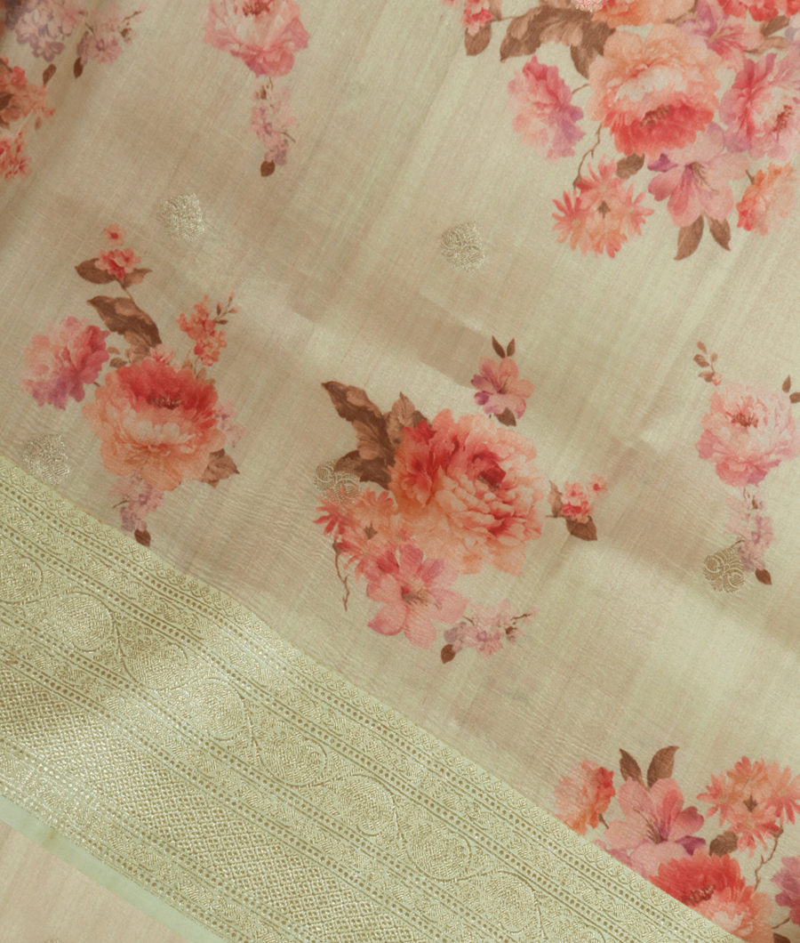 Beige Banaras Kathan Silk Saree T320385-image