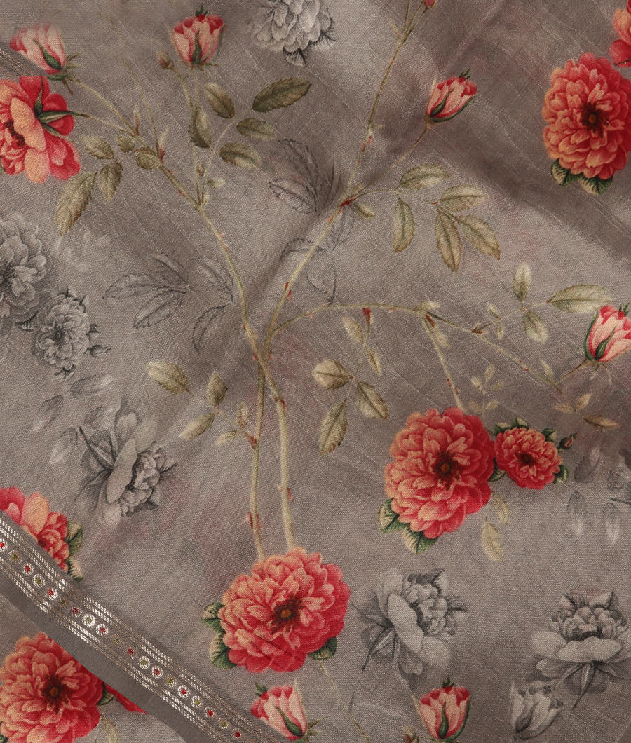 Grey Chaniya Silk Saree T122739-image