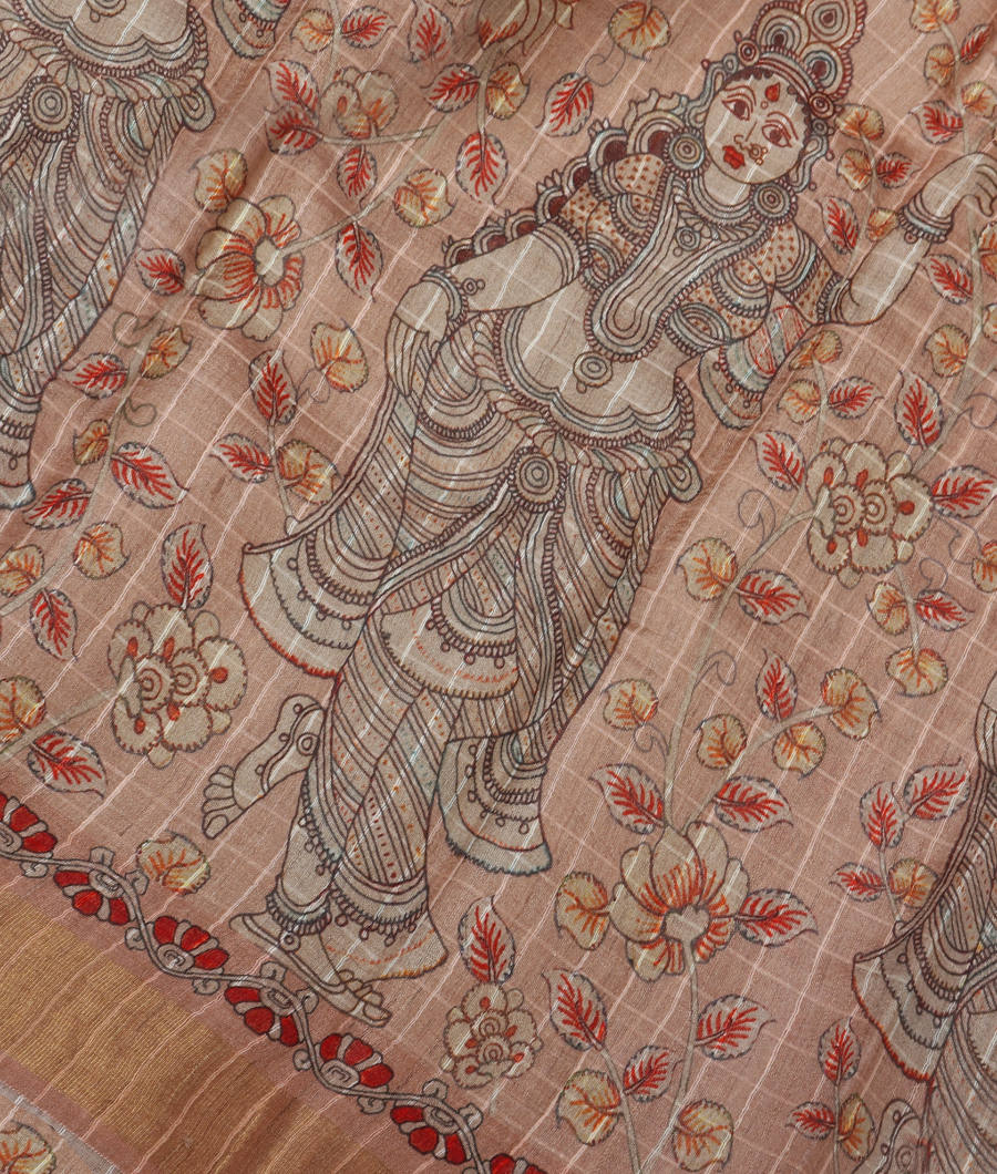 Pinkish Beige Tussar Printed Saree T312799-image