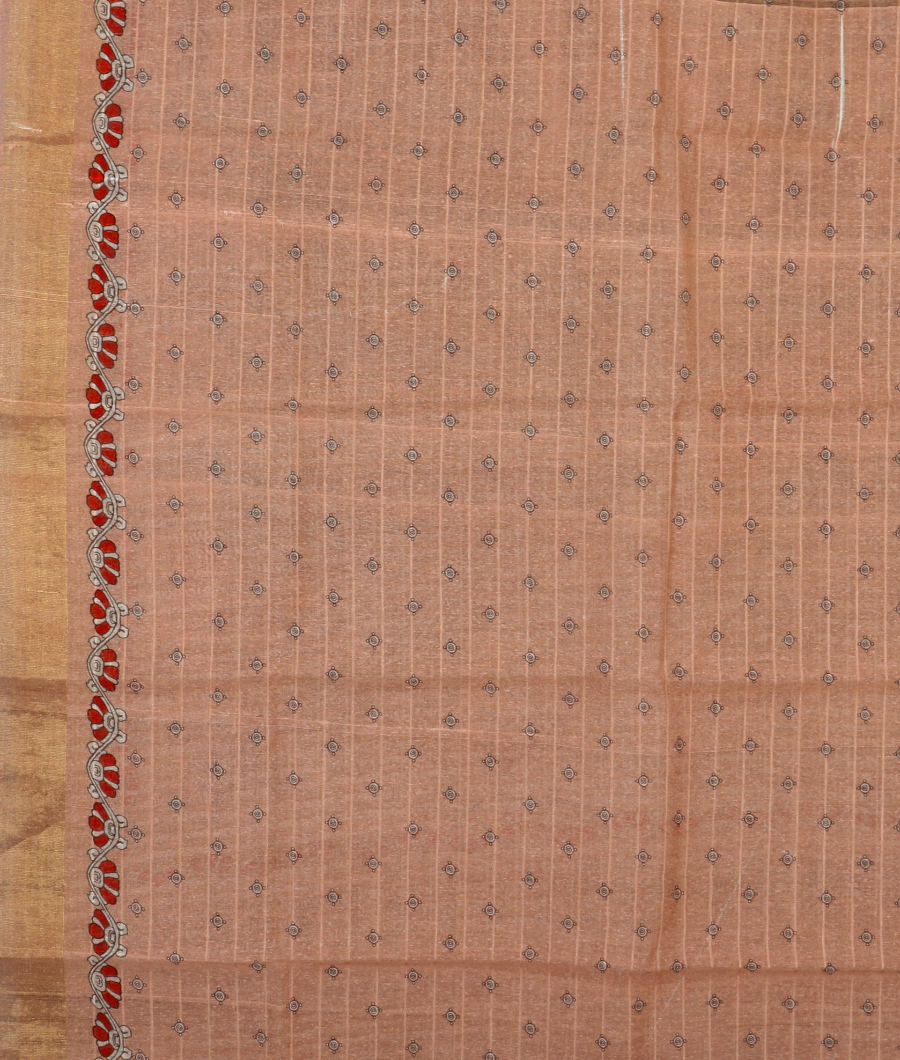 Pinkish Beige Tussar Printed Saree T3127993