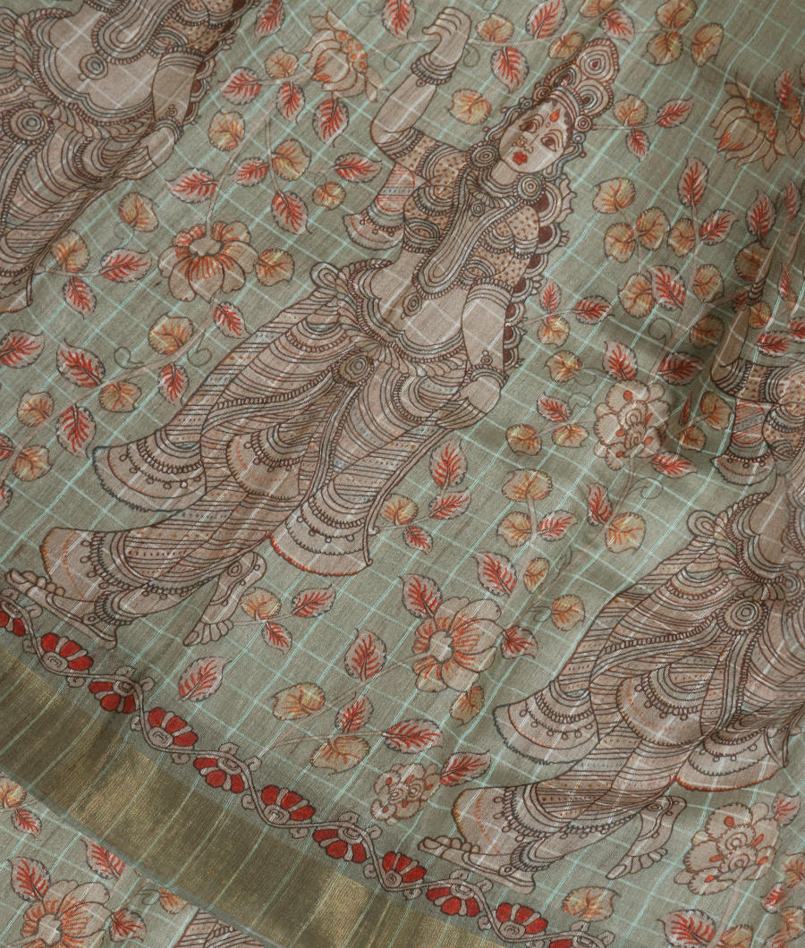 Green Tussar Printed Saree T312800-image