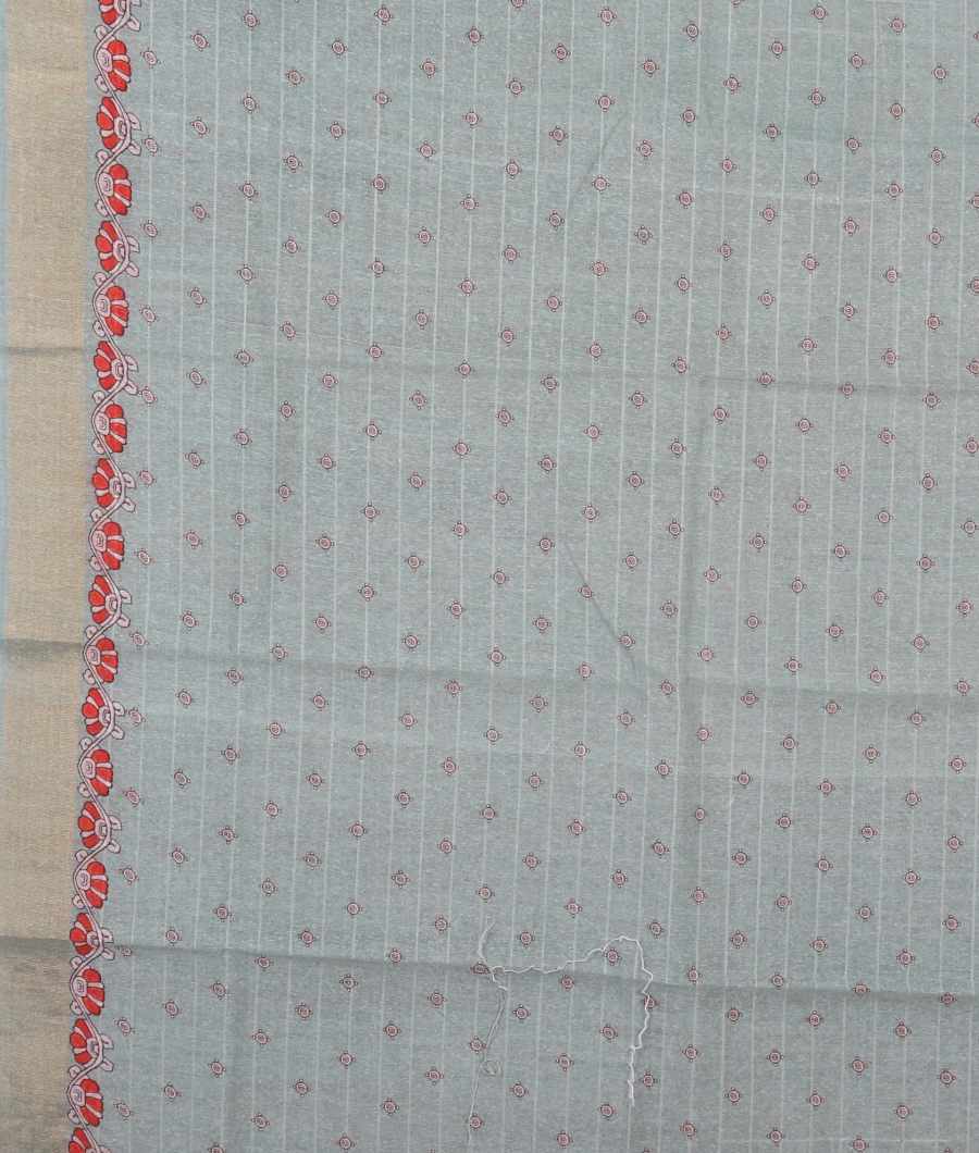 Green Tussar Printed Saree T3128003