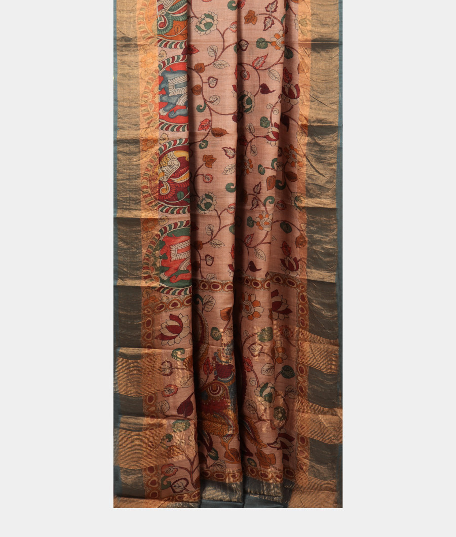 Pinkish Beige Tussar Printed Saree T2900682