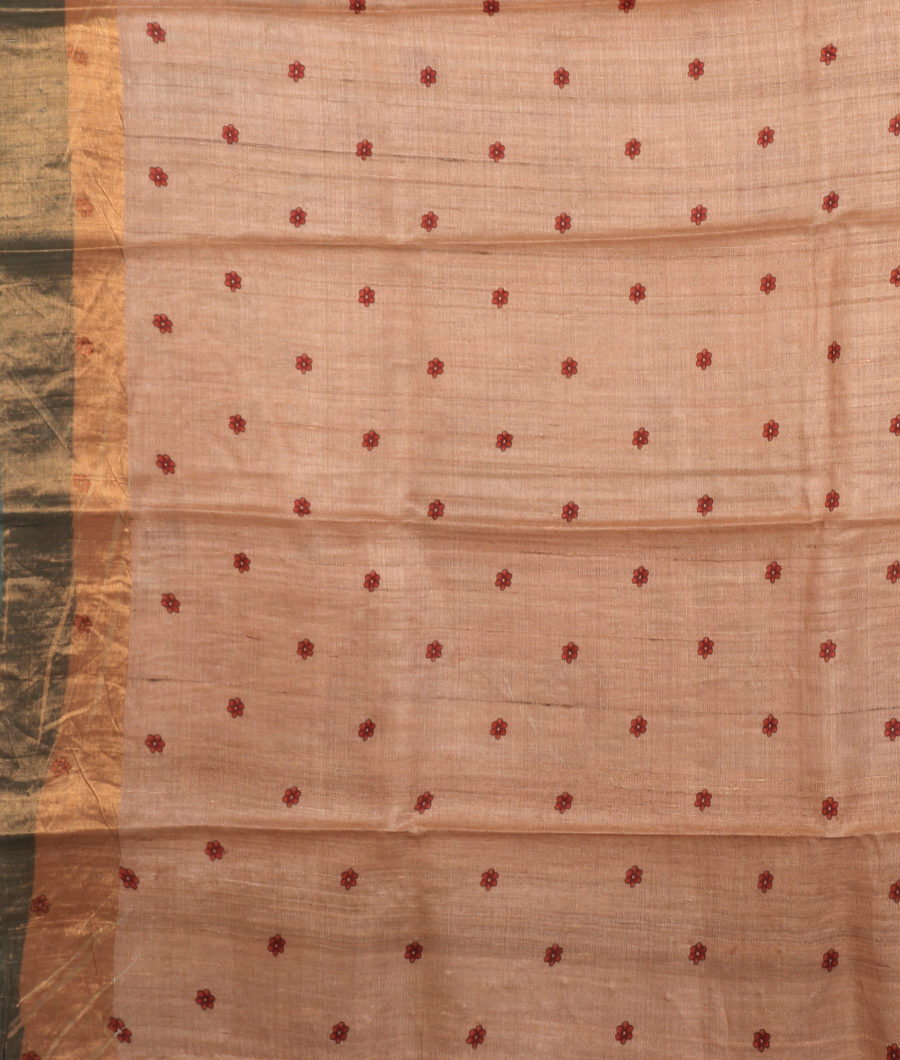 Pinkish Beige Tussar Printed Saree T2900683