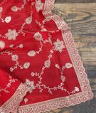 Red Kora Organza Embroidery Saree T3202373