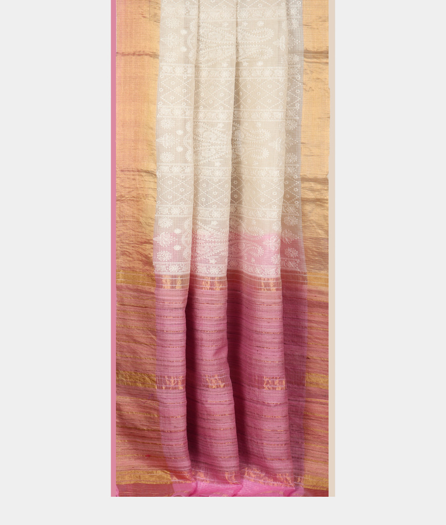 Off-White Silk Kota Embroidery Saree T3178302