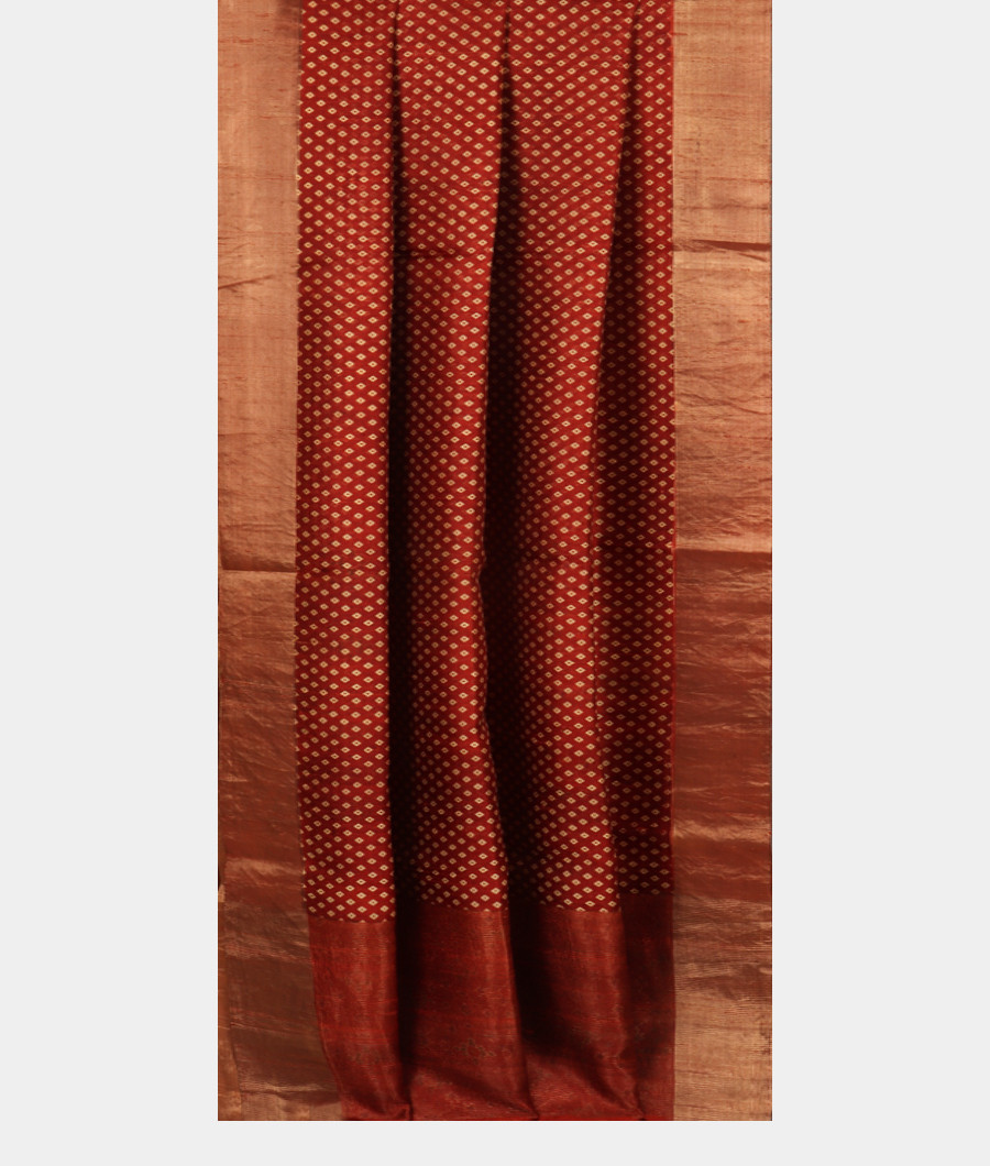 Maroon Printed Raw Silk Saree T3213462