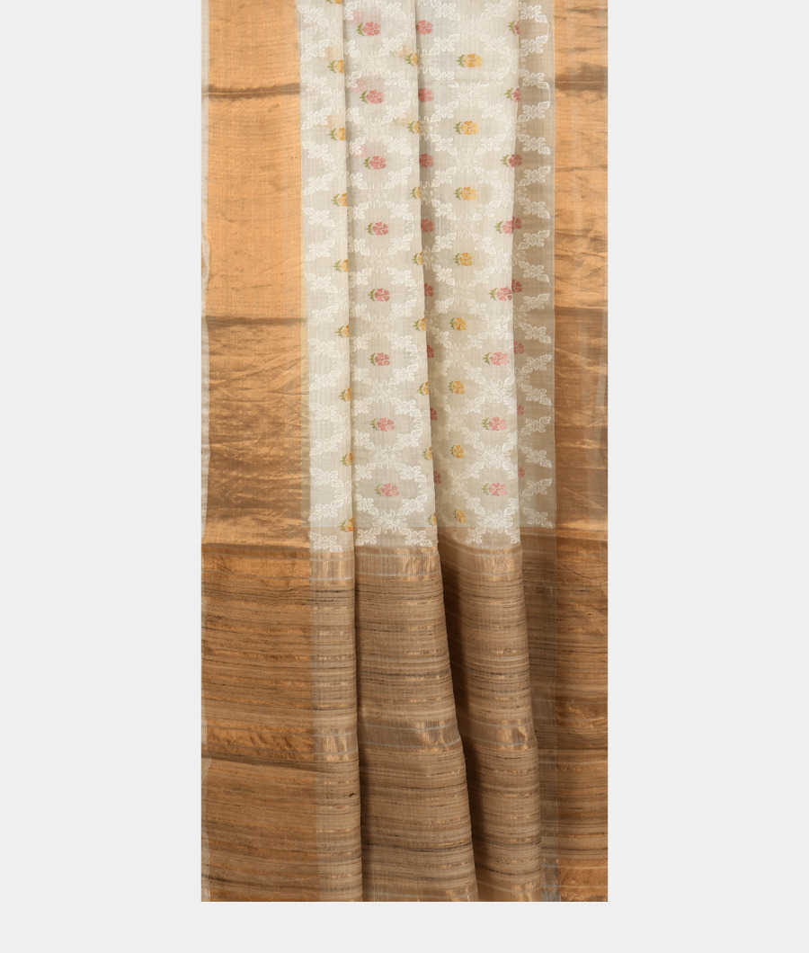 Off-White Silk Kota Embroidery Saree T2887182