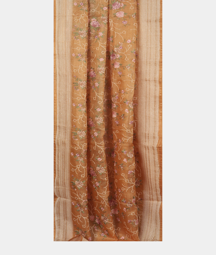 Beige Silk Kota Embroidery Saree T2701092